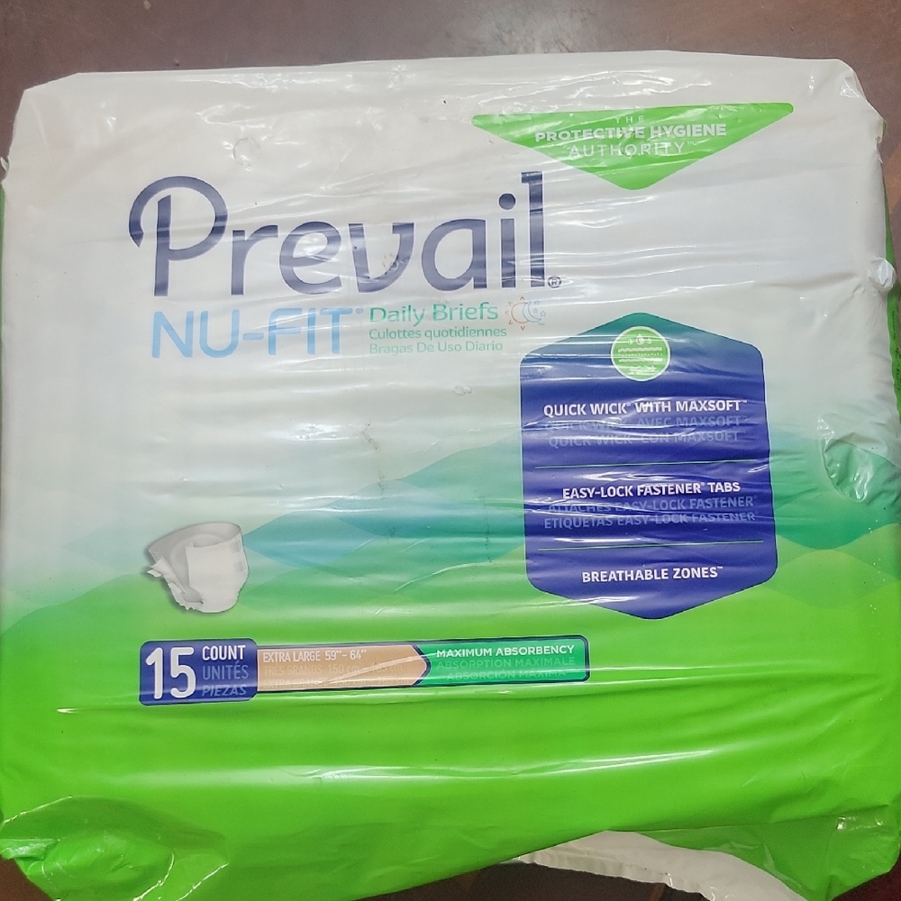 Women's Prevail Nu-Fit XL (59" - 64") White Daily Briefs - 15 Count